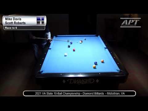 2021 VA State 10-Ball Championships:  Mike Davis vs Scott Roberts