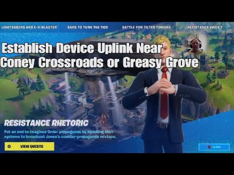 Establish Device Uplink Near Coney Crossroads or Greasy Grove - Fortnite Week 7 Resistance Quest