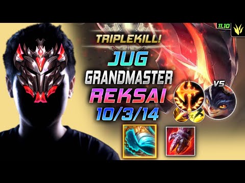 GrandMaster Rek'Sai Jungle vs Rumble - 천상계 장인 정글 렉사이 템트리 룬 발분 정복자 レク＝サイ Рек'Сай - LOL KR 11.10