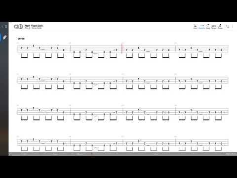 U2 - New Years Day (BASS TAB PLAY ALONG)