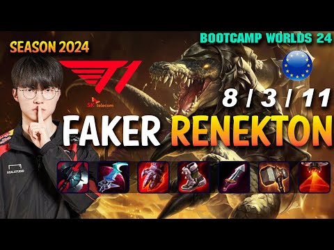 T1 Faker RENEKTON vs KASSADIN Mid - Patch 14.20 EUW Ranked WORLDS 2024 Bootcamp | lolrec