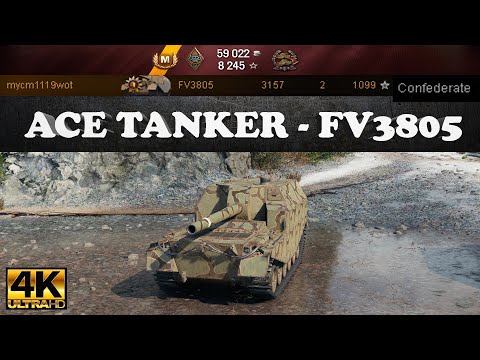 FV3805 video in Ultra HD 4K🔝 ACE TANKER, 3157 dmg, 2440 stunned, 1099 e🔝 World of Tanks ✔️