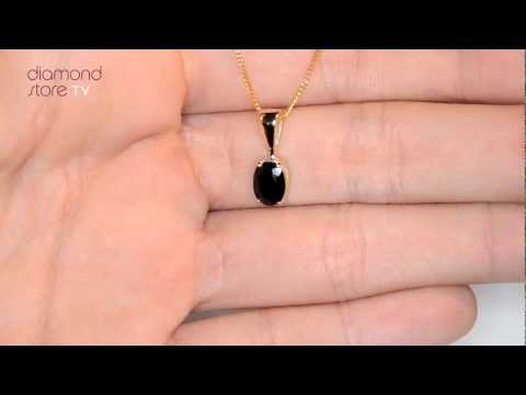 FER24 U - Sapphire 7 x 5mm And Diamond 18K Yellow Gold Pendant