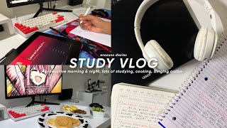 study vlog 🥞: productive mornings & nights, lots of studying, cooking, binging anime !