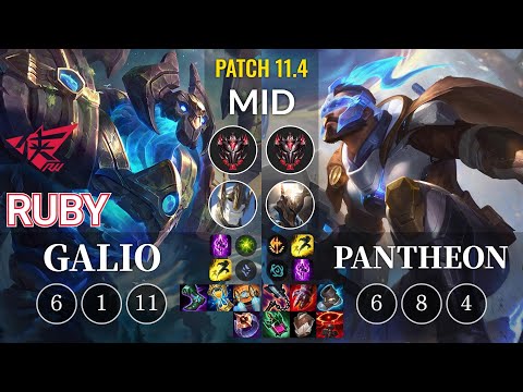 RW Ruby Galio vs Pantheon Mid - KR Patch 11.4