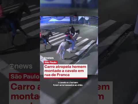 Carro atropela homem montado a cavalo em rua de Franca