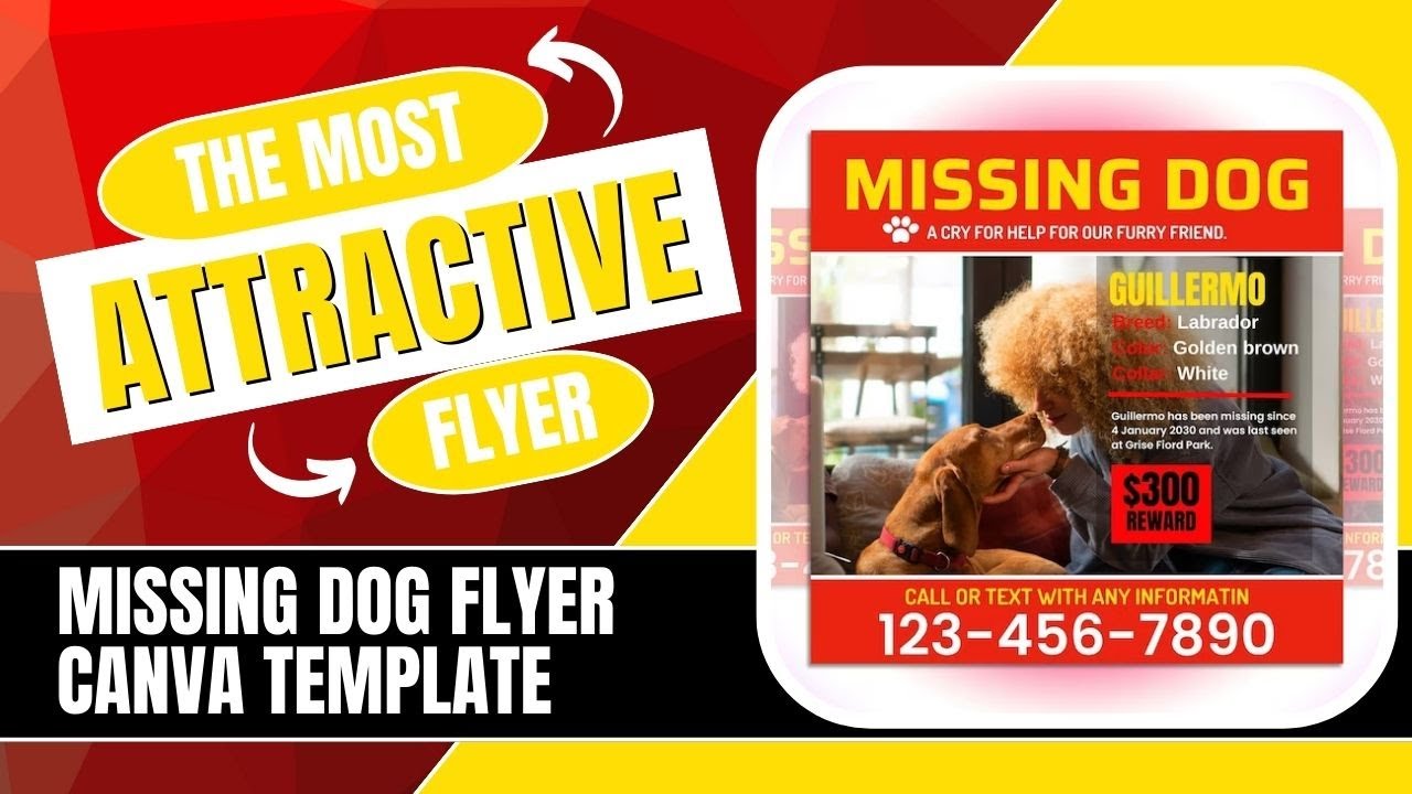Missing Dog Flyer, Canva Template.