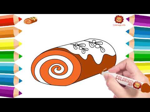 Dessin Facile Gâteau dessert de Noël traditionnel 🎅 Dessin Noel Coloriage enfants adultes