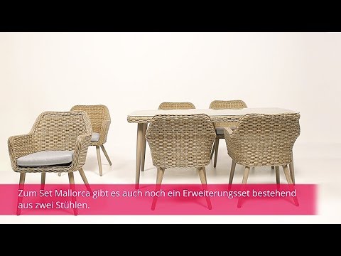 Greemotion Alu-Gartenmöbel-Set Palma inklusive Tisch mit Glasplatte, vier Sesseln und Sitzkissen in Hellbraun/Beige - Second Medium