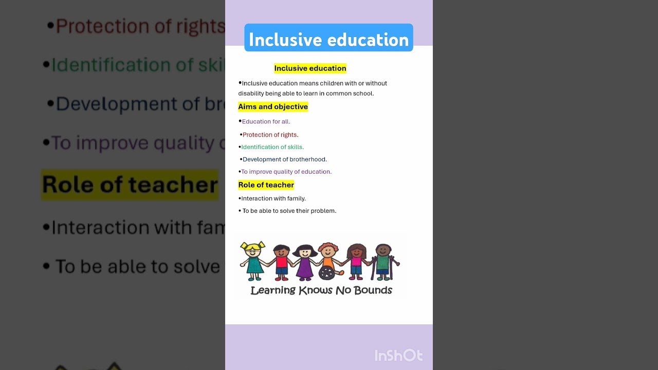 Inclusive education, aims and objective