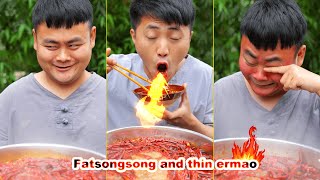 Songsong and Ermao Challenge Devil's Chili Hot Pot #shorts #short