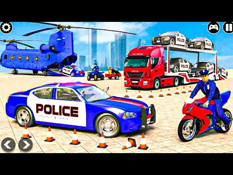 US Police Car Transport Truck Simulator 3D Android Gameplay - Police Car Transport JOB HD