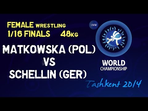 1/16 Finals - Female Wrestling 48 kg - I MATKOWSKA (POL) vs J SCHELLIN (GER) - Tashkent 2014