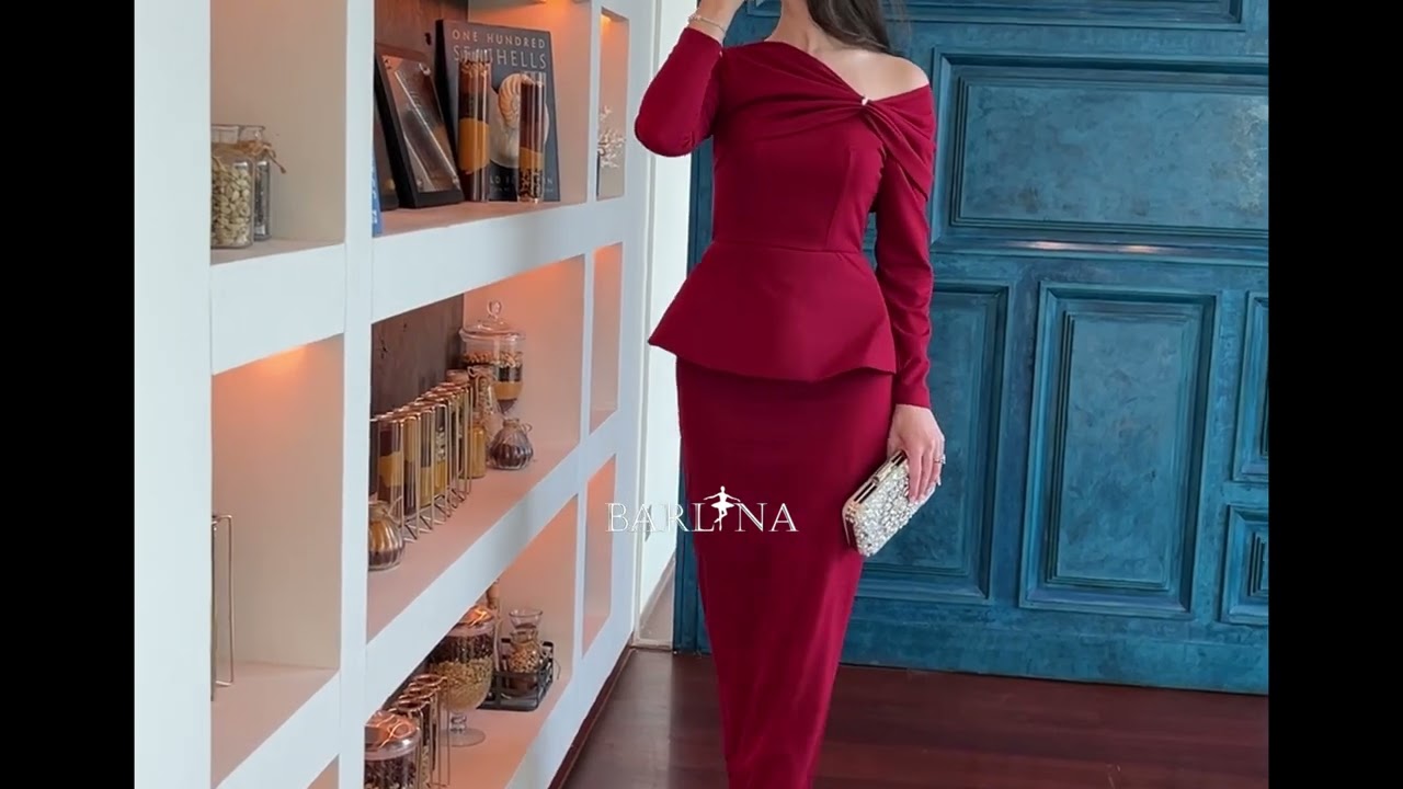 فستان أحمر بقصة ضيقة بتصميم ذو الكتف الواحد - XXL