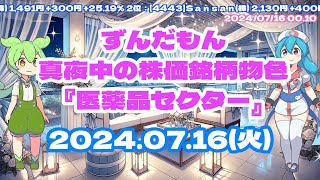 ずんだもん真夜中の株価銘柄物色『医薬品セクター』
