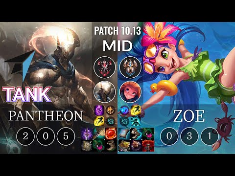 SPG Tank Pantheon vs Zoe Mid - KR Patch 10.13
