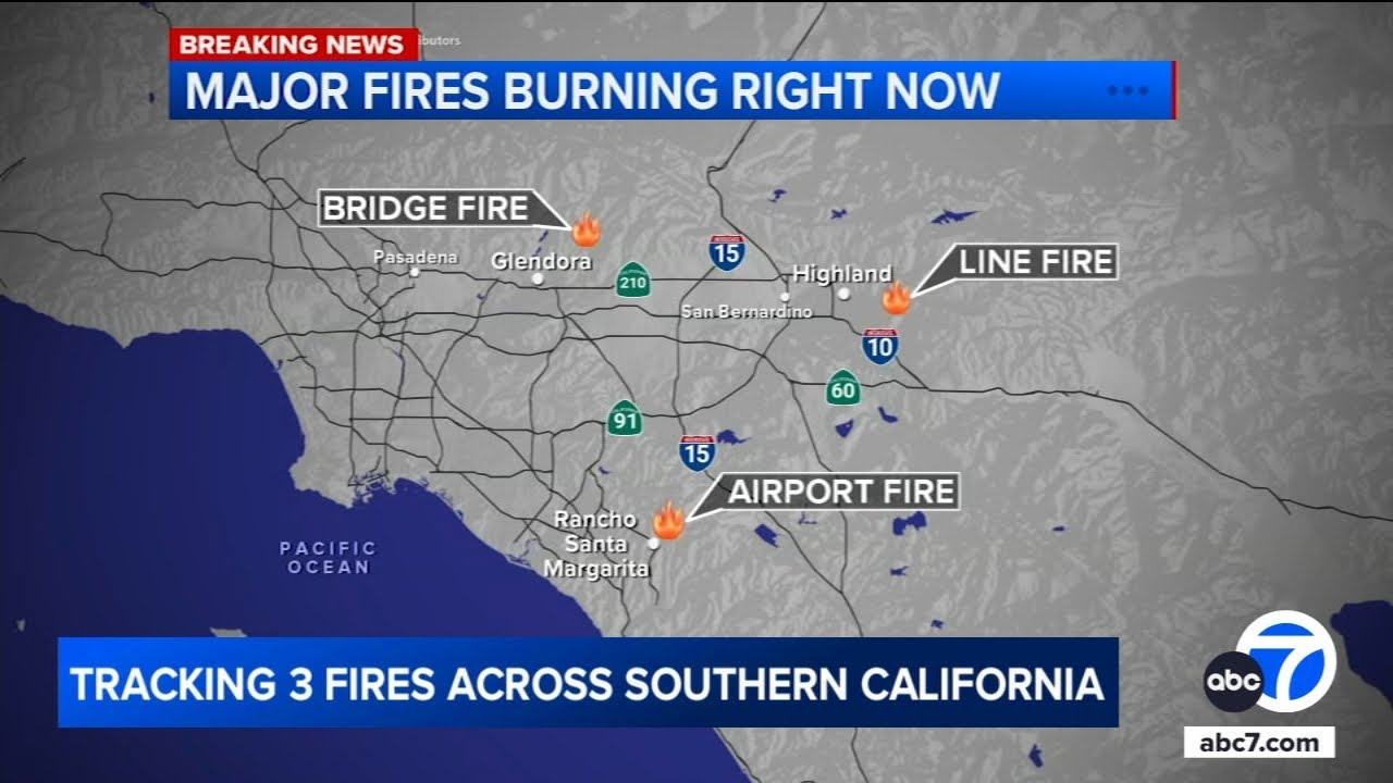 3 massive wildfires burning across Southern California