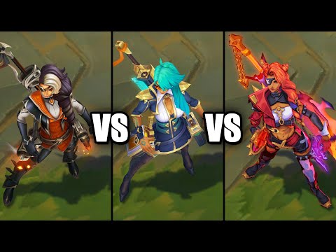 Battle Professor Samira vs Soul Fighter Samira vs High Noon Samira Skins Comparison