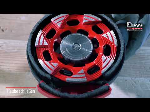 Staubfrei schleifen mit einem Diamantschleiftopf - Anwendung der DIEWE DuSTop Absaughaube