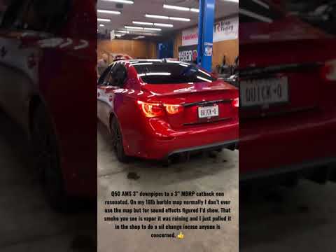 Q50 redsport MBRP & AMS 3” turbo back rev on burble map 18lbs boost.