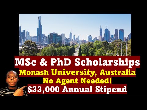 $33,000 Stipend and Full Tuition Cover l MSc and PhD Scholarships a Monash University Australia