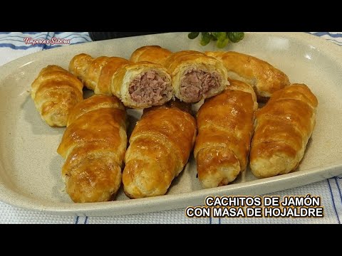 CACHITOS DE JAMÓN CON MASA DE HOJALDRE Fáciles y Rápidos de Hacer Una Delicia