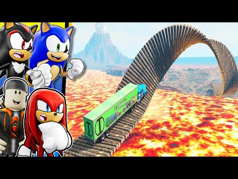 REACTING To Cars Vs Impossible Lava Loop Bridge! (BeamNG.Drive)