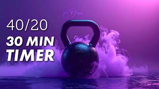 30 MIN INTERVAL TIMER ⏱️ 40/20 Intervals | No Music, Free Workout Timer
