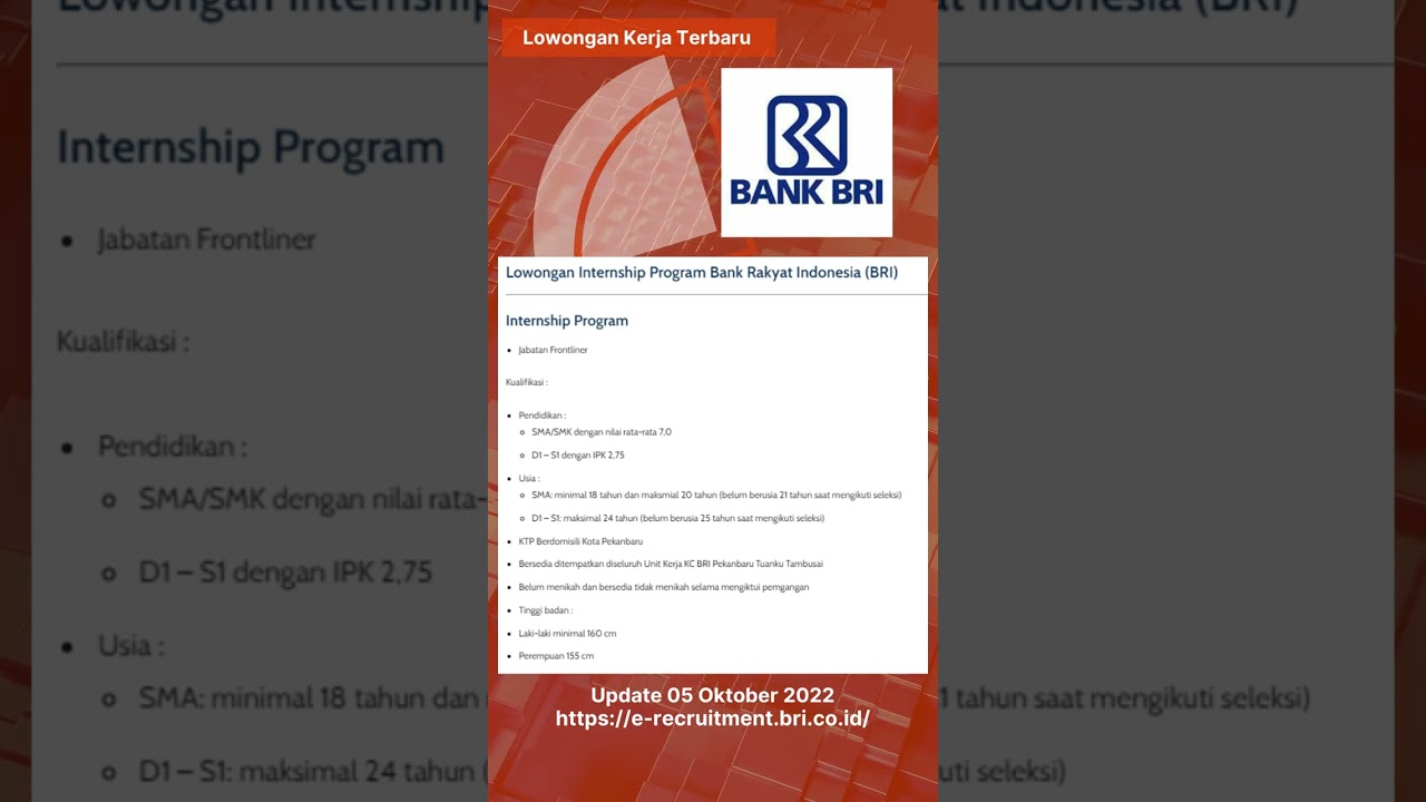 Lowongan Kerja BRI #lowongankerja #lowongankerjaterbaru #lowonganpekerjaan #bank #bankbri