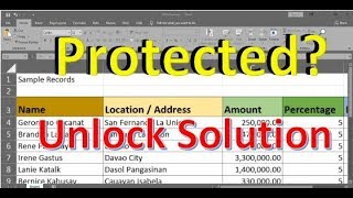 Excel Protected Sheet Solution Tagalog with English Subtitle