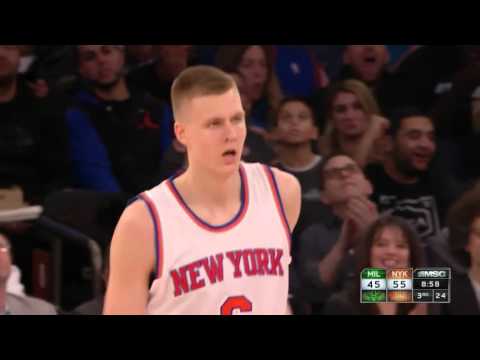 Kristaps Porzingis vs Milwaukee Bucks 10.01.2016 (15Pts)