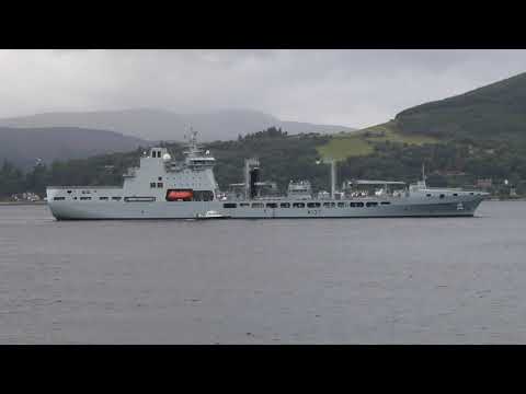 RFA Tiderace A137  Tide-class replenishment tanker exercising on Loch Long in Argyll Scotland Part 3