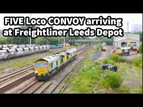 FIVE Loco CONVOY arriving at Freightliner Leeds!! - Triple Pass to Manoeuvre into the Depot! Sep-22