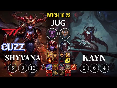 T1 Cuzz Shyvana vs Kayn Jungle - KR Patch 10.23