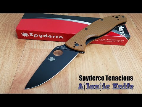SPYDERCO TENACIOUS FOLDING KNIFE BLACK PLAIN EDGE BROWN G10 REVERSIBLE 122GPBBN
