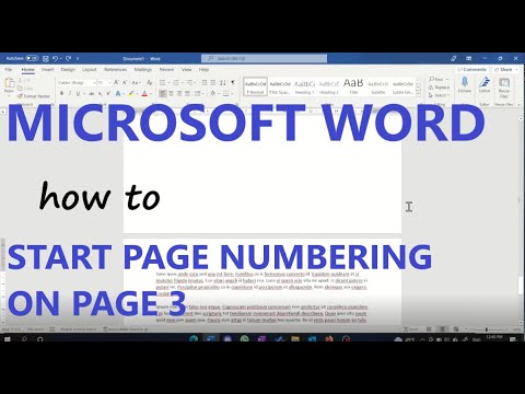 How to Start Page Numbering on Page 3 | Microsoft Word