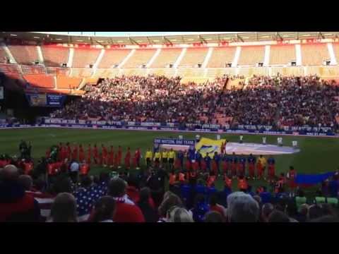 US national anthem before the USA v Azerbaijan soccer match