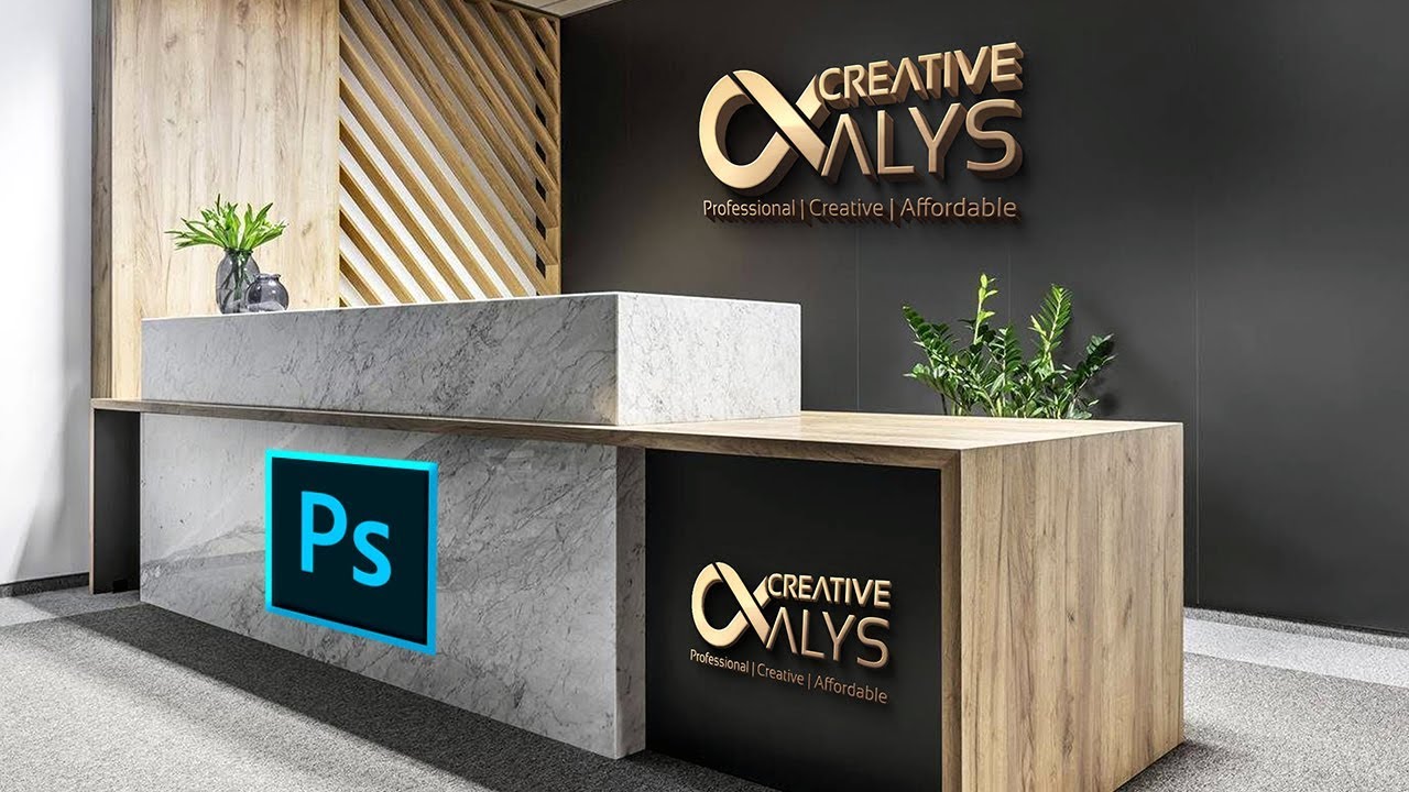 Photoshop | Create Professional Reception 3D Wall Logo Mockup
