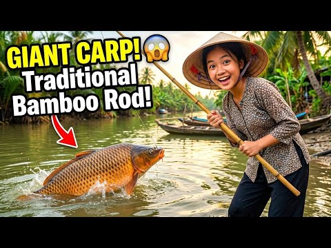 You Won’t Believe This Massive Carp Catch! 🤯🐟From Simple Bamboo to Giant Catch – Unbelievable! 🎋🔥
