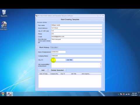 MS Word Work History and Education Resume Software