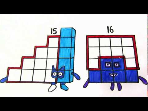 NUMBERBLOCKS 15 AND 16 LEARN TO DRAW - COLORING PAGE FOR KIDS