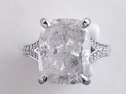 9.60 ctw Cushion Cut F I2 Diamond Engagement Ring - BigDiamondsUSA