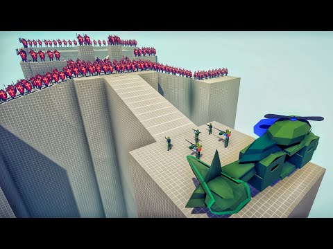 US ARMY SOLDIER + ATTACK HELICOPTER vs 100x UNITS  -  Totally Accurate Battle Simulator TABS