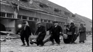 Dead and living Nordhausen concentration camp victims seen after the camp's liber...HD Stock Footage
