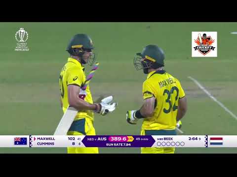 Fastest 100 In ODI World cup, 101 From 40 Balls. Great job from Maxwell. Australia VS Netherlands. 🥰