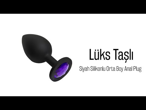 Özel Siyah Silikon Lüks Taşlı Orta Boy Anal Plug