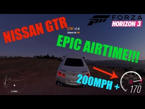NISSAN GTR CRAZY STUNTS (CRAZY AIR TIME!!!) 200+ MPH FORZA HORIZON 3
