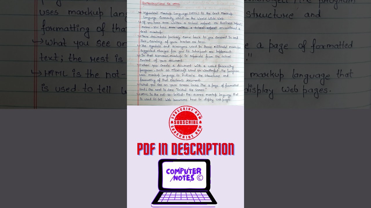 (PDF) INTRODUCTION TO HTML #html #computerscience #bca #pdf