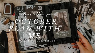 October 2024 Plan With Me I Edgar Allan Poe Theme I Black Page Bujo🖤