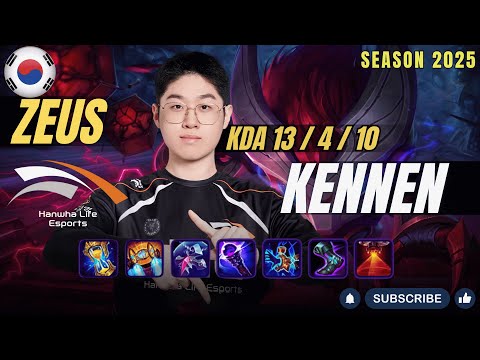 HLE Zeus KENNEN vs RUMBLE Top - Patch 25.24 KR Ranked | lolrec